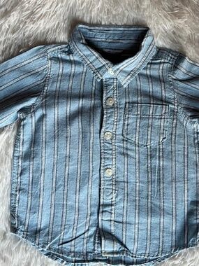 babyGap Striped Linen Blend Button-Down Shirt - 6-12 months